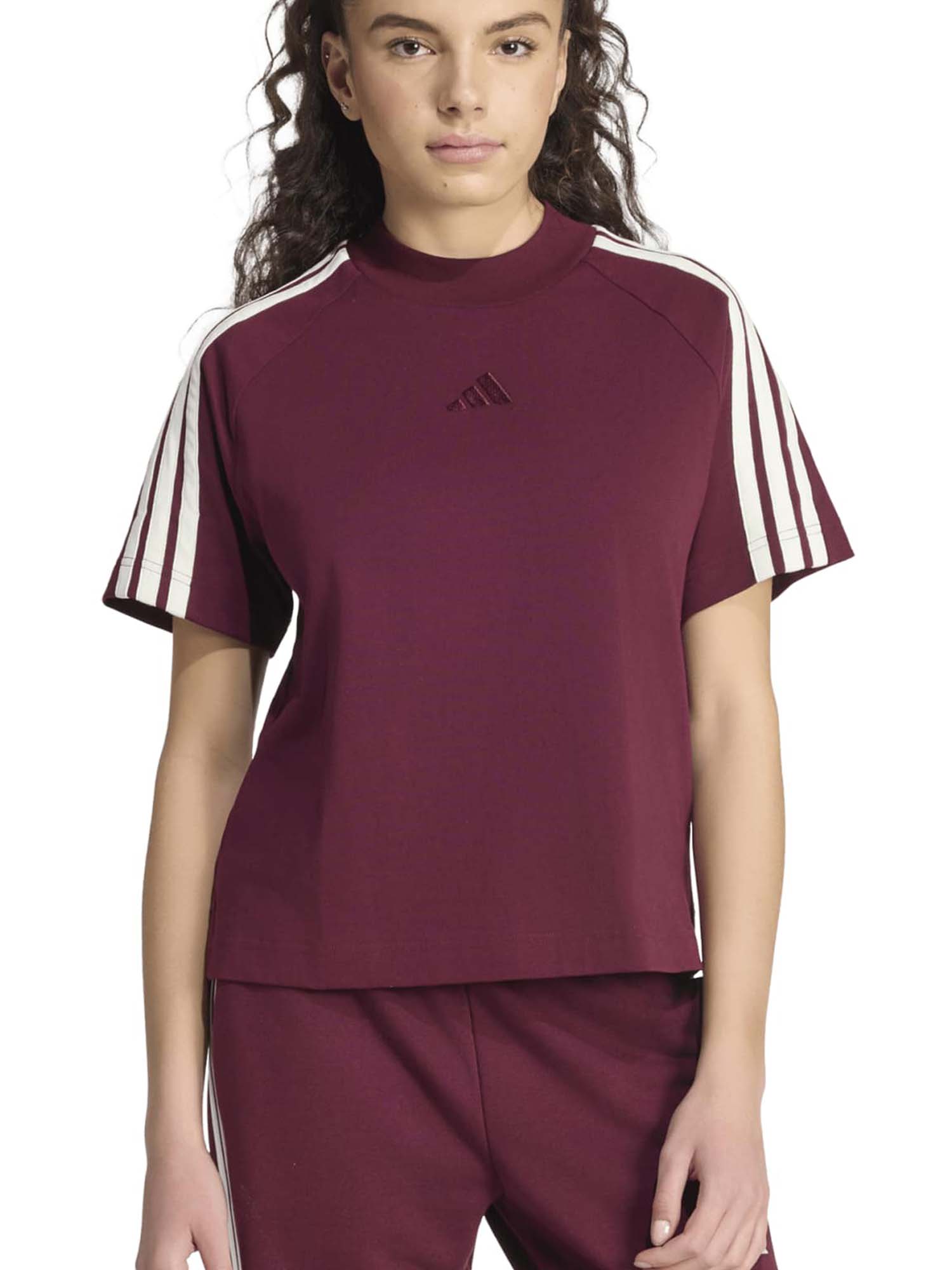 T-shirt donna Adidas KT0342 Maroo maniche corte bordeaux